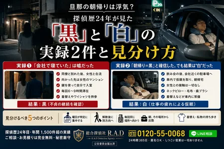 旦那の朝帰りは浮気?黒と白の実録2件と見分け方