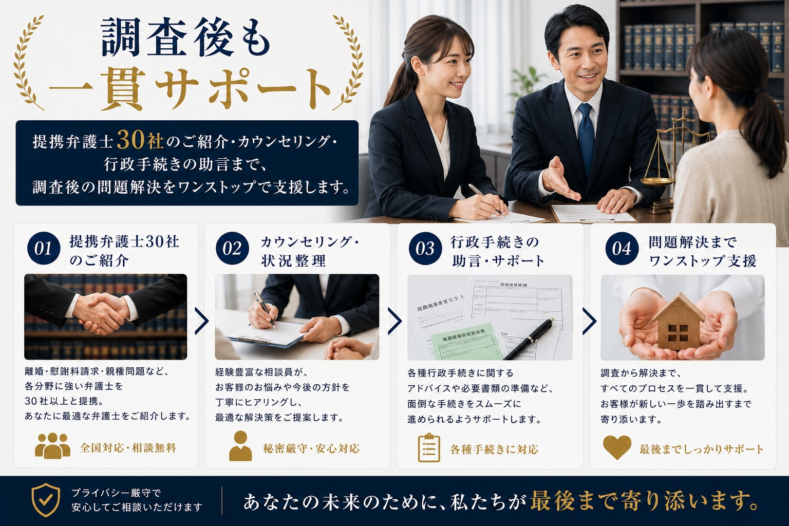 調査後のアフターサポート｜弁護士紹介