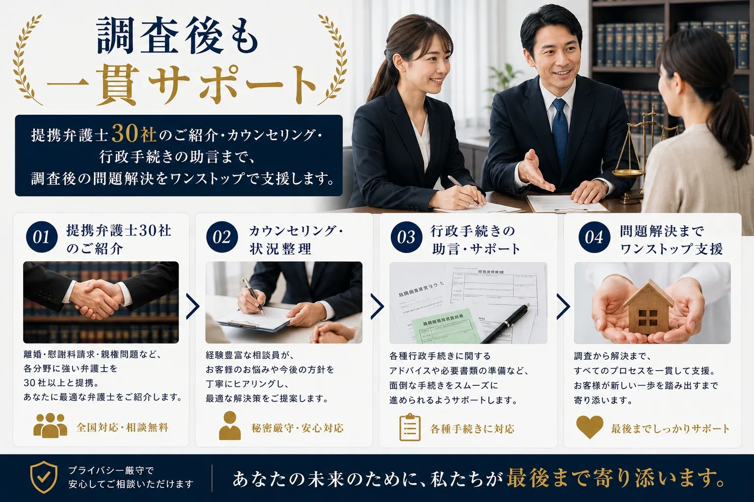 調査後のアフターサポート｜弁護士紹介
