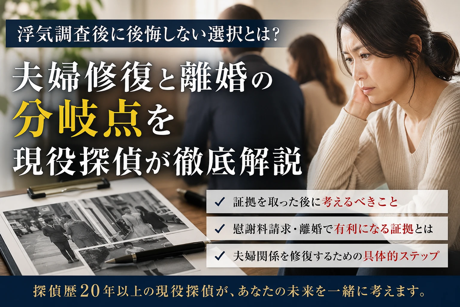 浮気調査後の選択を解説するイラスト