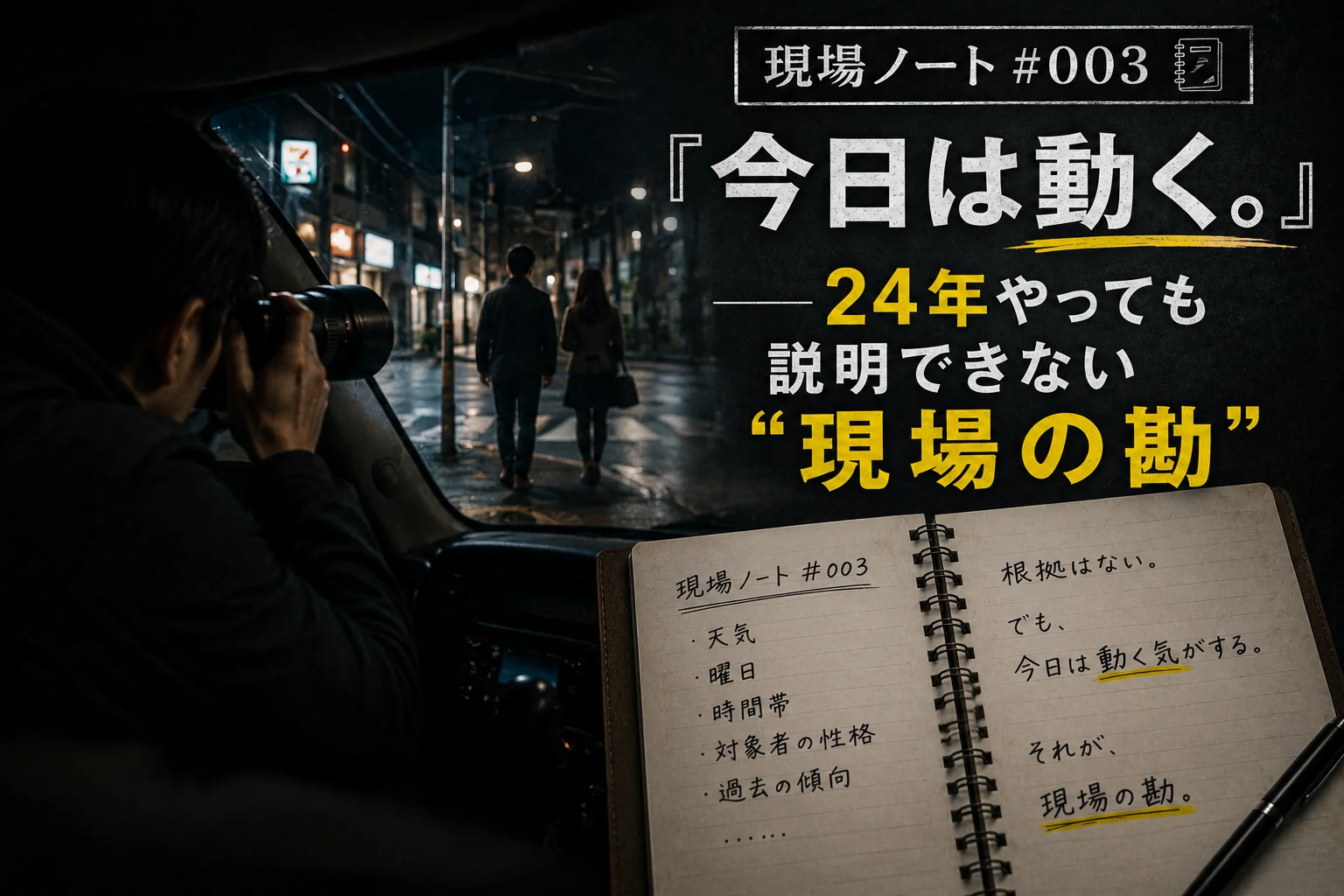 現場ノート#003｜夜の街を張り込む探偵と現場の勘を記したノート