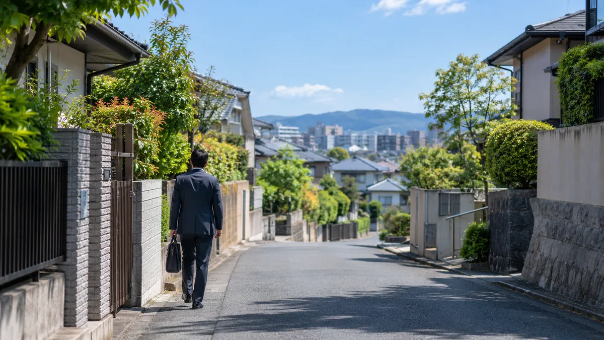 晴れた日中の穏やかな住宅街の道
