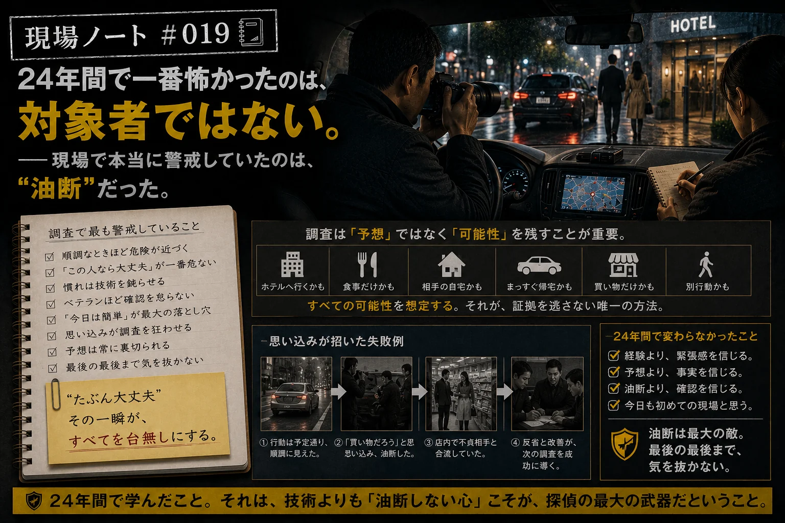 現場ノート#019 24年間で一番怖かったのは、対象者ではない──現場で本当に警戒していた“油断”