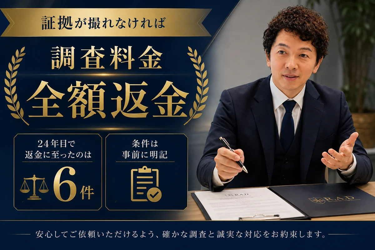 証拠が撮れなければ調査料金を全額返金｜探偵歴24年目で返金に至ったのは6件・条件は事前に明記