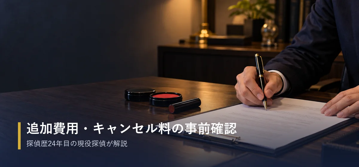 契約書面に署名する直前の手元