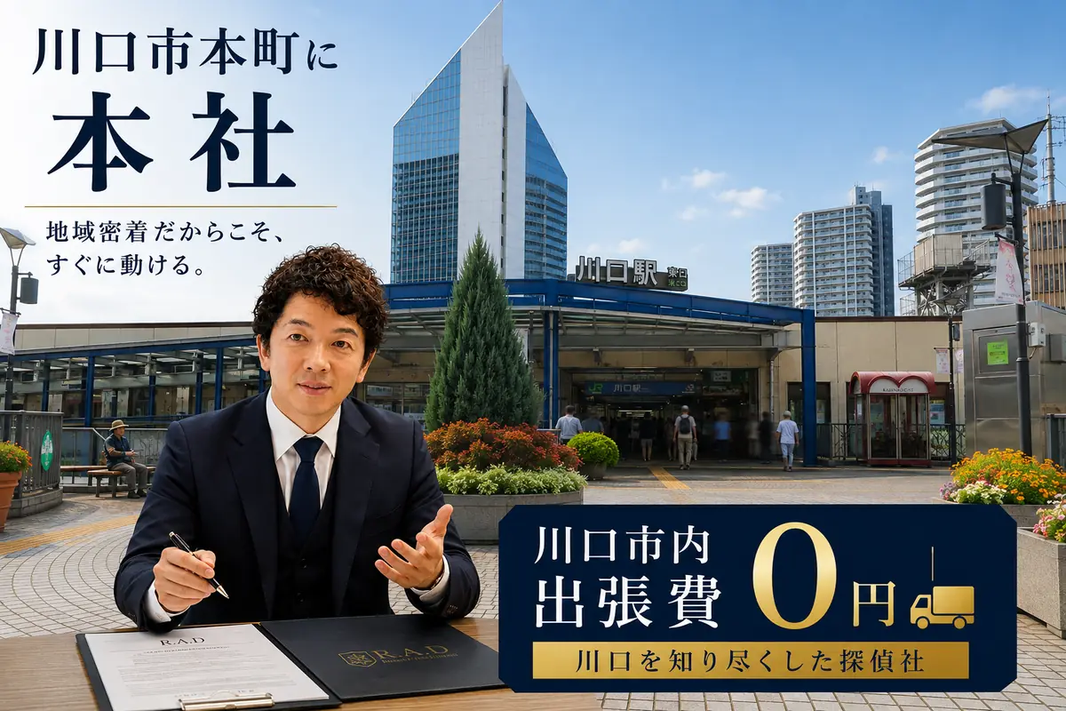 川口市本町に本社を構える総合探偵社R.A.D｜JR川口駅東口・川口市内は出張費0円