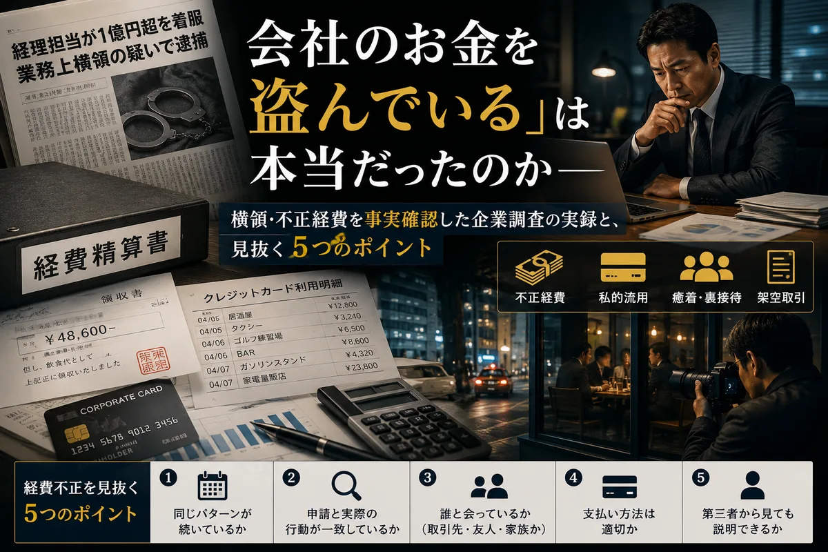 会社のお金を盗んでいるは本当だったのか——横領・不正経費を事実確認した企業調査の実録と見抜く5つのポイント|総合探偵社R.A.D
