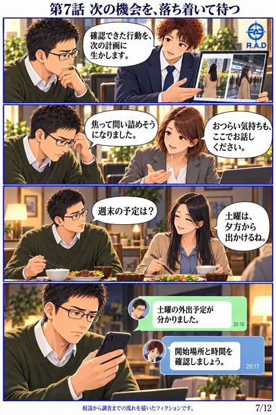 男性依頼者編 第7話 次の機会を、落ち着いて待つ。男性とR.A.Dが状況を確認し、次の調査機会を待つ
