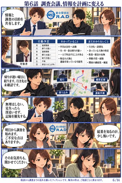 離婚編 第6話 調査会議、情報を計画に変える