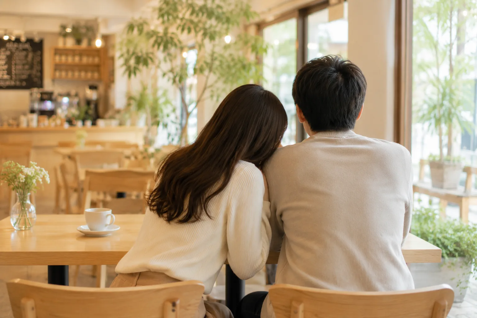 カフェで親密に過ごす男女・不倫の密会イメージ