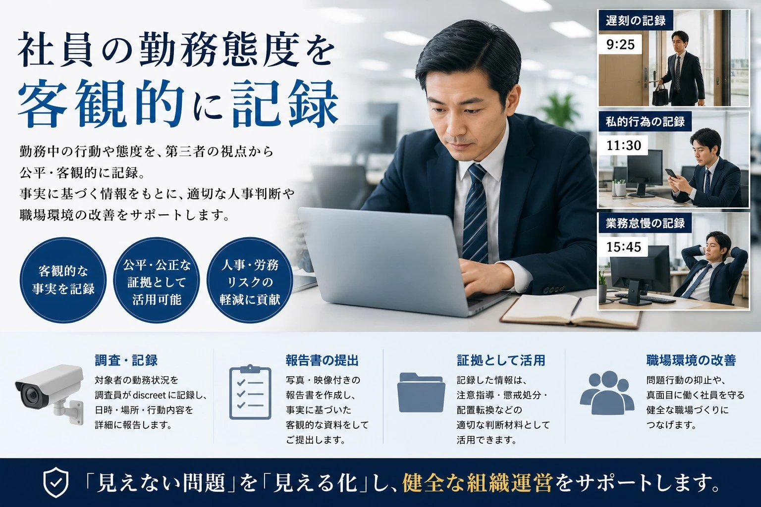 社員の勤務態度を客観的に記録