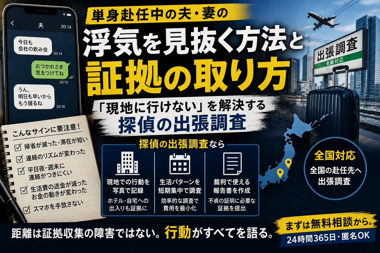 単身赴任中の浮気を見抜く方法