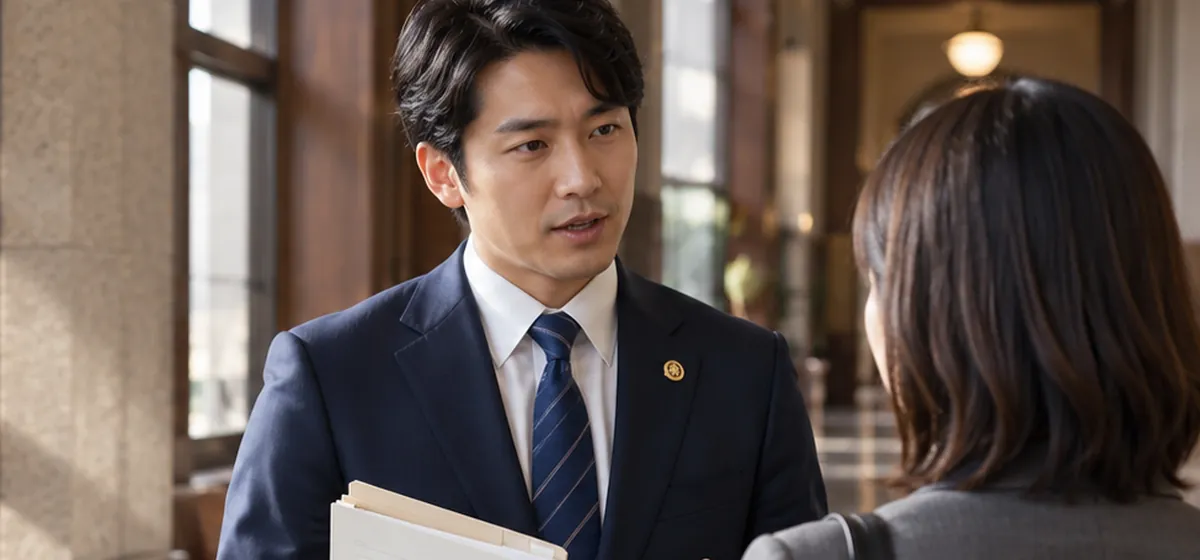 書類を手に話をする2人